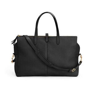 Cuyana Triple Zipper Weekender Bag in Black Pebbled Leather